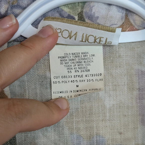 Vintage Season Ticket Woman Medium Floral Textured Print  Button Front Blazer - Picture 4 of 12